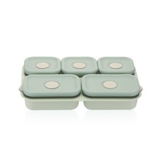 Edison 愛迪生 分隔餐盤獨立容器組, 容器S 3入+容器L 2入+盤子, 薄荷綠