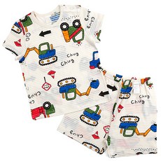 Maykids 男童挖土機印花短袖短褲套裝