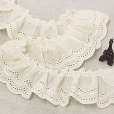 摩洛哥合唱褶皺棉刺繡蕾絲 180公分, 1入, 自然原色