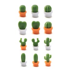 CACNET 迷你仙人掌冰箱磁鐵 12個一組 PP塑膠材質, 18mm~26.5mm, 白色+橘色