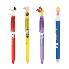 韓國 hM PLUS PEANUTS 史努比 吉祥物3色圓珠筆*3支+純色圓珠筆 0.5mm*1支, 款式隨機, 1組