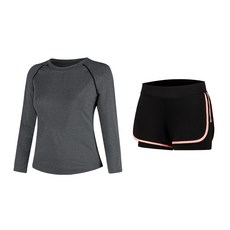 Naya Style女款瑜珈服長袖上衣短褲套裝 0414