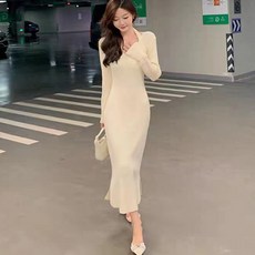 LUNAGIRL 女款Joelan針織連身裙, 象牙白