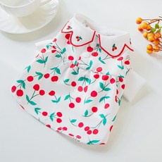 寵物 Artipet 櫻桃可愛圖案襯衫, 白色