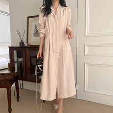 BONBONSTORY 孕婦排釦長袖連身裙