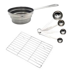 e-Home烘焙階梯式不銹鋼量杯75ml+4勺+托盤套組, 單一顏色