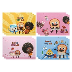 Pinkfoot 卡通印花作文本 4件組, 黃色、粉色、淺粉色、藍色, 3入組