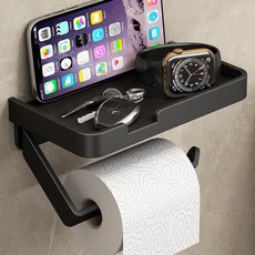 Sheriel 浴室免鑽孔黏貼式簡易衛生紙架 斜角型, 黑色, 1個