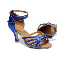 Star 五線拉丁舞鞋 7cm, 繩結藍金色, 260