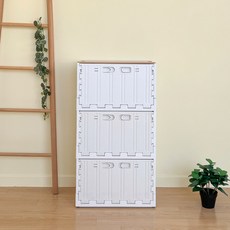 버츄나인 프라임 컨테이너 3단 수납장 + MDF 상판 세트, 아이보리