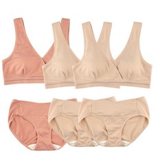 MOMBA 莫代爾V型哺乳內衣褲組 內衣 3入+內褲 3入