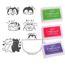 MOMO 可愛動物朋友郵票 B 型 6 種 + 墨水 3p 套組, 1套, 隨機發貨