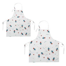 방수되는 귀요미 패턴 앞치마, 화이트, 2개