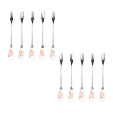 Bloom at home 紅色花朵方形迷你三齒叉, 混合顏色, 10個