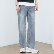 브릭에이드 블루포스 남성용 트르닛 뒷밴딩 청바지 워싱 와이드핏 데님 긴바지