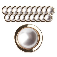 塑膠射出波浪珍珠組合鈕扣 15mm, 20個, 金色