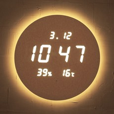 Luminous Clocks Lune 背光溫濕度LED壁鐘, 米色