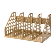 VWY 4단 조립형 심플 책상 파일 서류 책꽂이, 카키브라운