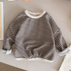 JOYMULTI 孩童條紋圓領長袖T恤