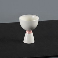 月鹽 韓國產 陶瓷迷你手把長鼓酒杯 環形粉, 單品, 1個
