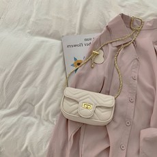 SORIDAL 女性鏈條絎縫斜揹包, 象牙白