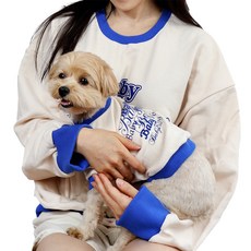 Grooming Dog 休閒情侶裝大學T, 藍色, 1個