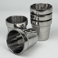 Hekins 不鏽鋼餐廳雙層水杯, 銀色, 5個