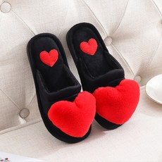 ARTJOY 溫暖愛心冬季室內拖鞋, 紅色, 1個