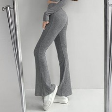 피어니스트 여성용 슬림핏 플레어 골지 밴딩팬츠