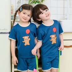 bonumam 兒童涼感透氣氣球狗五分網眼居家服上下套裝