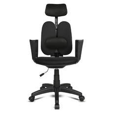 체어포커스 바른자세 듀얼 요추헤드형 메쉬 의자 DU300, 블랙바디 + 블랙