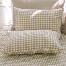 스코홈 국내 제조 단잠체크 베개커버