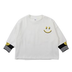 베베니즈 여아용 스마일 밴딩소매 심플 티셔츠