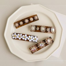 HARAROI 女童水鑽自動髮夾4件組