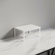 마켓피아 모니터 받침대 데스크 정리대 미니 테이블 소형 30 x 19 x 14.2 cm, 흰색 + 흰색 프레임