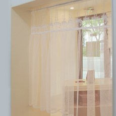 婚禮裝飾亮面荷葉邊短簾, 米白色