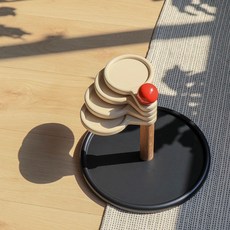 紅球旋轉托盤, 奶油色 + 黑色 + 紅色