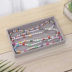 Blacktree 絲絨托盤型1層飾品收納盒 1格, 灰色, 1個