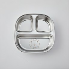 摩登小屋 304不鏽鋼3格分隔方形兒童餐盤, 1個兒童三格餐盤, 1個, 單品