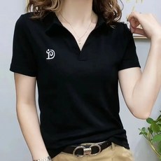 Ditdot 女款 D字刺繡翻領短袖T恤 JN012