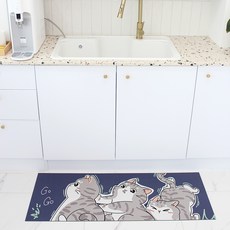 POSIELLA 可水洗珪藻土腳踏墊, 貓咪三劍客, 1個