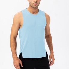 男士開衩圓領健身無袖T恤