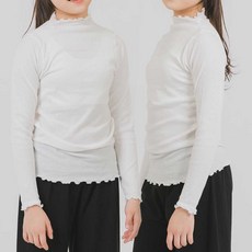 女童 Mom's Made 波浪邊層次羅紋長袖半高領內搭T恤 2件組