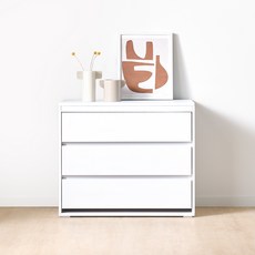 라온퍼니쳐 그라운 서랍장 방문설치, WHITE, 3단