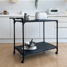 Bank 韓國製造 移動式推車 大, 黑色, 2層