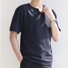 지지블랙 남성용 냉감 통기성 에디스 링클프리 브이넥 트임 반팔 티셔츠