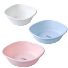 MONACO OLIVE La Pastel 方形臉盆 白色 小 + 天空藍 中 + 粉紅色 大 3件組, 白色(小), 天空藍(中), 粉紅色(大), 1套