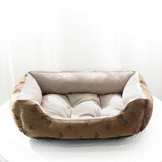 Honey Bubble 狗狗骨頭圖案熟睡方形坐墊, 棕色, 1個