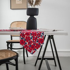 Homeflow 紅色花卉密集花朵圖案桌旗, 30 x 270 cm, 混合色, 1個