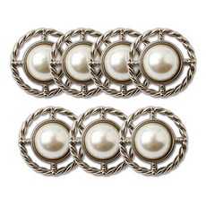 金屬海倫珍珠組合鈕扣 15mm, 7個, 燒鎳色